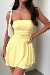 BXOXO - Solid Bodycon Strapless Tiered Dress